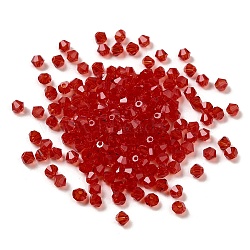 Transparent Glass Beads, Faceted, Bicone, FireBrick, 3.5x3.5x3mm, Hole: 0.8mm, 720pcs/bag. (G22QS-05)