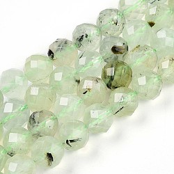 Natural Prehnite Beads Strands, Round with Faceted, 7.5~8mm, Hole: 1mm, about 23~26pcs/strand, 7.36~7.72''(18.7~19.6cm)(G-S345-8mm-28)