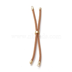 Nylon Twisted Cord Bracelet Making, Slider Bracelet Making, with Eco-Friendly Brass Findings, Round, Golden, Peru, 8.66~9.06 inch(22~23cm), Hole: 2.8mm, Single Chain Length: about 4.33~4.53 inch(11~11.5cm)(MAK-M025-140)