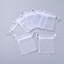 Organza Bags, White, 9x7cm(OP011Y-6)