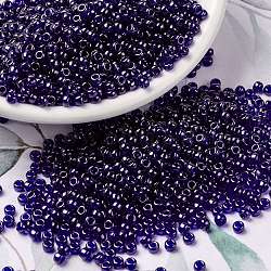 MIYUKI Round Rocailles Beads, Japanese Seed Beads, 8/0, (RR176) Transparent Cobalt Luster, 3mm, Hole: 1mm, about 422~455pcs/10g(X-SEED-G008-RR0176)