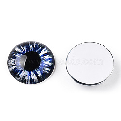 Glass Cabochons, Half Round with Eye, Medium Blue, 20x6.5mm(GGLA-T004-03-M)