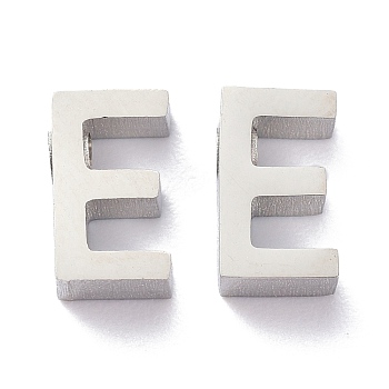 304 Stainless Steel Charms, Alphabet, Stainless Steel Color, Letter.E, 8x4.5x3mm, Hole: 1.8mm
