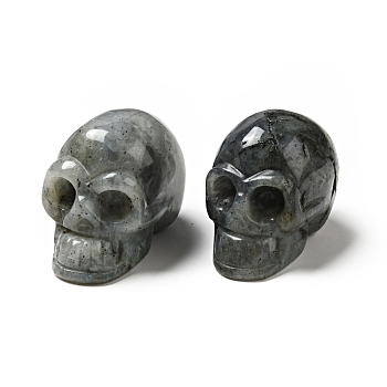 Halloween Natural Labradorite Display Decorations, Home Decorations, Skull, 35~37x30~31x48~50.5mm