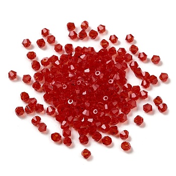 Transparent Glass Beads, Faceted, Bicone, FireBrick, 3.5x3.5x3mm, Hole: 0.8mm, 720pcs/bag. 