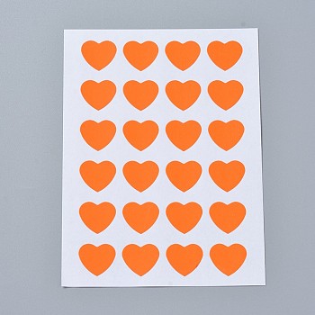 Kraft Paper Stickers, Self Adhesive Inkjet Printing Labels, Heart, Orange, 120x88mm, heart: 14x16mm, about 24pcs/sheet, 12sheets/bag