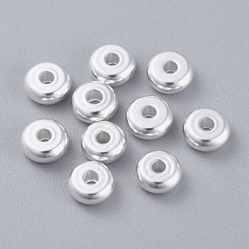 201 Stainless Steel Spacer Beads, Flat Round, Silver, 6x2.5mm, Hole: 1.6mm