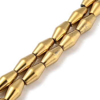 Electroplated Synthetic Magnetic Hematite Beads Strands, Bicone, Golden Plated, 6.2~6.5x12~12.5mm, Hole: 1.4mm, about 33pcs/strand, 16.89''(42.9cm)