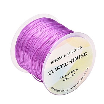 Flat Elastic Crystal String, Elastic Beading Thread, for Stretch Bracelet Making, Purple, 0.8mm, about 65.61 yards(60m)/roll