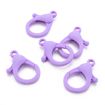 Plastic Lobster Claw Clasps, Purple, 35x24.5x6mm, Hole: 3mm