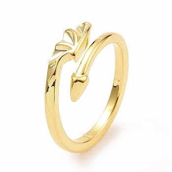 Brass Dragon Wings Cuff Ring for Women, Real 18K Gold Plated, Inner Diameter: 18mm