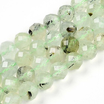 Natural Prehnite Beads Strands, Round with Faceted, 7.5~8mm, Hole: 1mm, about 23~26pcs/strand, 7.36~7.72''(18.7~19.6cm)