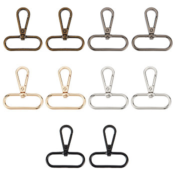 10Pcs 5 Colors Zinc Alloy Swivel Clasps, for Bag Strap Clasps Findings, Mixed Color, 48.5x43.5x6mm, Hole: 38x11.5mm and 20x9.8mm, 2pcs/color
