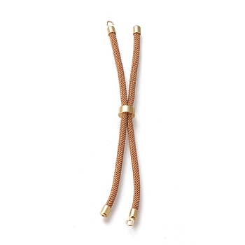 Nylon Twisted Cord Bracelet Making, Slider Bracelet Making, with Eco-Friendly Brass Findings, Round, Golden, Peru, 8.66~9.06 inch(22~23cm), Hole: 2.8mm, Single Chain Length: about 4.33~4.53 inch(11~11.5cm)