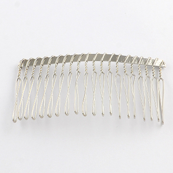 Iron Hair Comb Findings, Platinum, 38x75x5mm