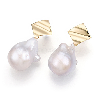 Boucles d'oreilles pendantes en perles keshi baroques naturelles(PEAR-N020-J28)-3