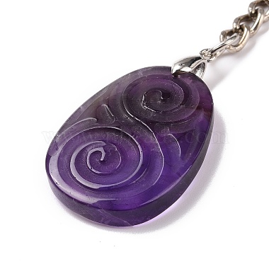 Natural Amethyst Teardrop with Spiral Pendant Keychain(KEYC-A031-02P-04)-4