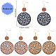 3 Pairs 3 Colors Hollow Flat Round Wood Dangle Stud Earrings with Iron Pins for Women(EJEW-AN0003-90)-2
