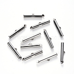 Tarnish Resistant 304 Stainless Steel Slide On End Clasp Tubes, Slider End Caps, Stainless Steel Color, 6x30x4mm, Hole: 3x1.5mm, Inner Diameter: 3mm(STAS-S115-01H-P)