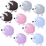 10Pcs 5 Colors Hedgehog Food Grade Eco-Friendly Silicone Beads, Mixed Color, 31x33x10mm, Hole: 2mm, 2pcs/color(SIL-SC0001-61)