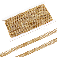 12M Polyester Glitter Wavy Fringe Trim Ribbon, Wave Bending Ribbon for Garment Accessories, Gold, 5/8 inch(15mm), about 13.12 Yards(12m)/Board(OCOR-WH0003-031B)