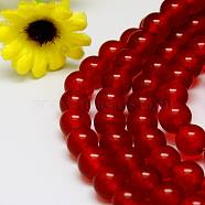 Natural Malaysia Jade Bead Strands, Round Dyed Beads, Red, 8mm, Hole: 1mm, about 48pcs/strand, 15 inch(X-G-M099-8mm-04)