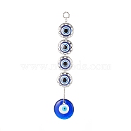 Handmade Lampwork & Resin Evil Eye Pendant Decorations, with CCB Plastic Finding, Iron Ring and Chain, Antique Silver & Platinum, 260mm, Hole: 13x10mm(HJEW-C001-02)