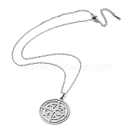 201 Stainless Steel Star Pendant Necklace with Cable Chains, Stainless Steel Color, 17.72 inch(45cm)(NJEW-Q317-03P)