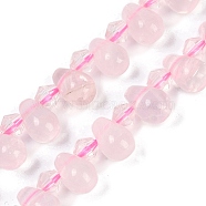 Natural Rose Quartz Beads Strands, Teardrop, Top Drilled, with Seed Beads, 5~6x7.8~8x5~5.5mm, Hole: 1mm, about 49pcs/strand, 15.16''(38.5cm)(G-B125-L01-01)