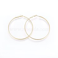 304 Stainless Steel Big Hoop Earrings, Hypoallergenic Earrings, Flat Ring Shape, Golden, 4x72x1.2mm, Pin: 0.8mm(EJEW-P162-01G-01)