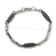 Two Tone 304 Stainless Steel Column & Infinity Link Chain Bracelet, Black, 8-1/2 inch(21.5cm), Wide: 6mm(BJEW-B078-32BP)