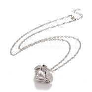 Alloy Multi Picture Photo Heart Locket Pendant Necklace for Women, Platinum, 25.95 inch(66cm), Tray: 18x19mm(NJEW-M191-02P)