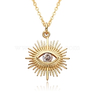 Brass Micro Pave Clear Cubic Zirconia Pendants Necklaces for Women, Evil Eye, Golden, 17.52 inch(44.5cm)(NJEW-B092-03G)