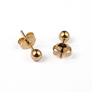 304 Stainless Steel Ball Stud Earrings, Golden, 14x4mm, Pin: 0.8mm, 10pairs/board(EJEW-5558-4mm-G)