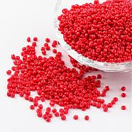 12/0 1.5~2mm Baking Paint Glass Seed Beads Loose Spacer Beads, Red, Hole: 0.5~1mm, about 2890pcs/50g(X-SEED-S001-K20)