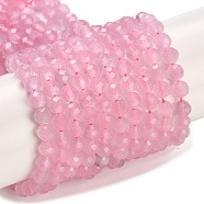 Cat Eye Beads Strands, Faceted, Round, Pink, 4mm, Hole: 0.8mm, about 95pcs/strand, 142.91''(363cm)(CE-U001-01D)