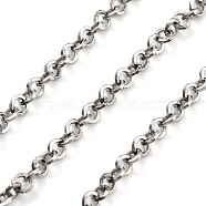 Tarnish Resistant Vacuum Plating 304 Stainless Steel Rolo Chains, Soldered, with Spool, Stainless Steel Color, Link: 3.5x0.7mm(CHS-H026-08A-P)