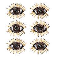 Cloth Sew on Patches, Beaded Appliques, Stick On Patch, with Resin Bead, Costume Accessories, Eye, Dark Goldenrod, 50x51x5mm(PATC-WH0007-01)