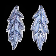 Transparent Acrylic Pendants, Glitter Powder, Leaf, Clear, 43x17.5x3mm, Hole: 1.4mm(X-OACR-T003-47)