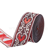 Ethnic style Embroidery Polyester Ribbons, Jacquard Ribbon, Garment Accessories, Floral Pattern, Coconut Brown, 1-1/4 inch(33mm), about 7.66 Yards(7m)/Roll(OCOR-WH0077-27B)