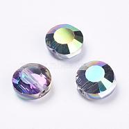 Imitation Austrian Crystal Beads, Grade AAA, Faceted, Flat Round, Colorful, 10x5mm, Hole: 0.9~1mm(SWAR-F065-10mm-31)