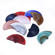 Acrylic Pendants, Imitation Gemstone Style, Fan, Mixed Color, 28x49x3mm, Hole: 2mm(X-OACR-T008-09-M)