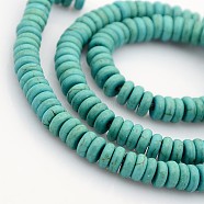 Synthetic Turquoise Beads Strands, Dyed, Heishi Beads, Flat Round/Disc, Turquoise, 6x2.5mm, Hole: 1mm, about 168pcs/strand, 16.5 inch(G-J184-01)