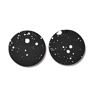 Airspay Painted Acrylic Pendants, Round, Black, 30x2.5mm, Hole: 1.6mm(ACRP-C006-01A-01)