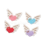 Handmade MIYUKI Japanese Seed Beads, Loom Pattern, Heart Wing, Mixed Color, 19x26x2mm(PALLOY-MZ00020)