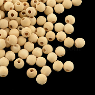 Round Unfinished Wood Beads, Natural Wooden Loose Beads Spacer Beads, Lead Free, Moccasin, 5mm, Hole: 2mm, about 12000pcs/500g(WOOD-R253-12-LF)