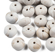 Food Grade Eco-Friendly Silicone Beads, Chewing Beads For Teethers, DIY Nursing Necklaces Making, Rondelle, WhiteSmoke, 14x8mm, Hole: 3mm(SIL-Q001B-69)