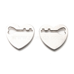 Non-Tarnish 201 Stainless Steel Pendants, Heart with Hollow Key, Stainless Steel Color, 20.5x22x1.3mm(STAS-Z031-18P)