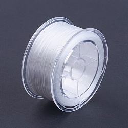Flat Elastic Crystal String, Elastic Beading Thread, for Stretch Bracelet Making, White, 0.8mm, about 54.68 yards(50m)/roll(EW-I001-0.8mm-01)