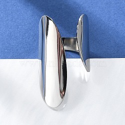 Non-Tarnish 304 Stainless Steel Open Cuff Ring, Twist Wide Ring for Women, Stainless Steel Color, US Size 7 1/4(17.5mm)(RJEW-Q775-01P)